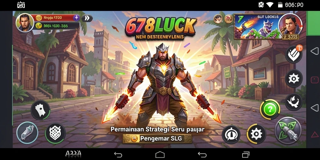 Screenshot 678LUCK menampilkan aksi intens dalam gameplay SLG.