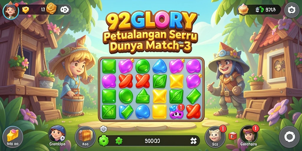 Screenshot gameplay 92GLORY menampilkan momen seru mencocokkan blok warna.