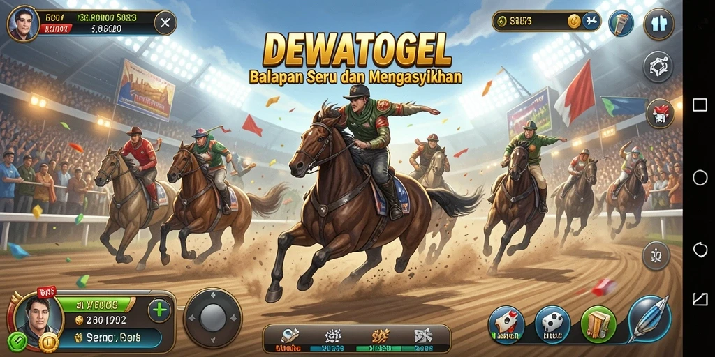 Tampilan gameplay DEWATOGEL yang mendebarkan dan penuh aksi balapan.