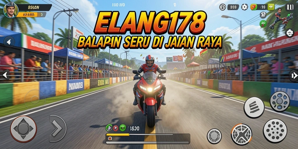 Tampilan gameplay ELANG178 saat balapan di trek yang menantang.