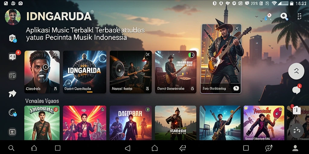 Screenshot utama IDNGARUDA menampilkan gameplay musik yang interaktif dan energik.