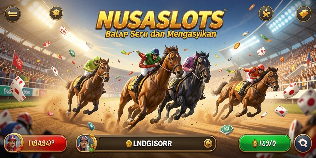 Screenshot utama NUSASLOTS yang menampilkan aksi balap yang seru.