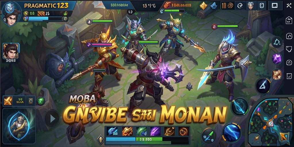 Tampilan gameplay MOBA yang penuh aksi di PRAGMATIC123.