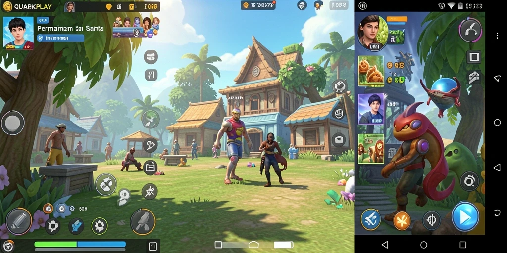 Tampilan gameplay QUARKPLAY yang ceria dan menghibur.