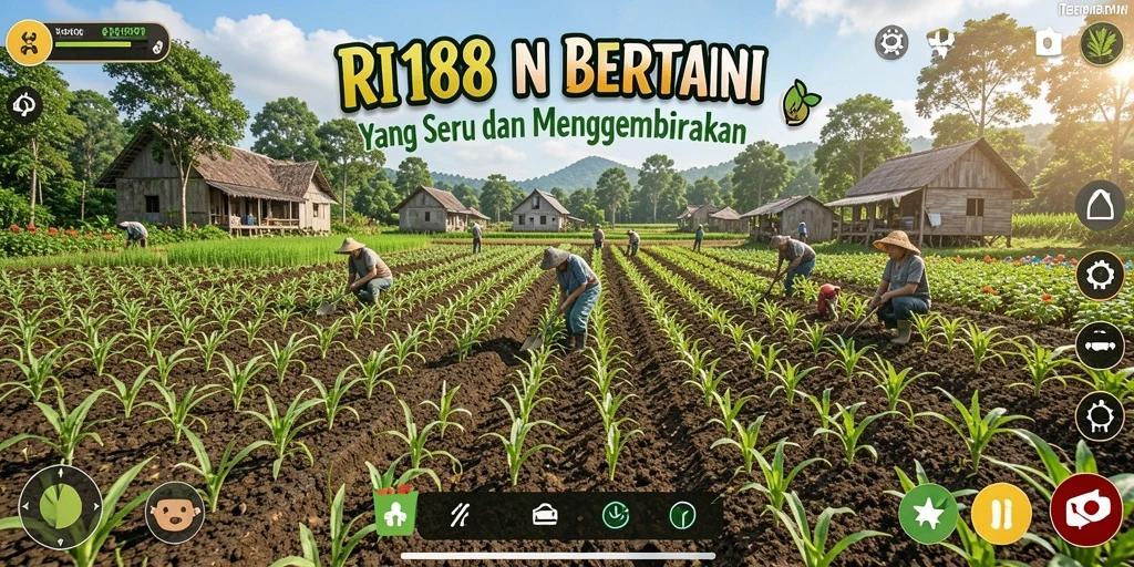 Screenshot gameplay RI188 menunjukkan aktivitas bertani yang seru dan interaktif.