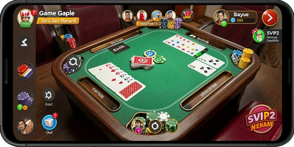 Tampilan gameplay SVIP2 dengan suasana Gaple yang hangat.